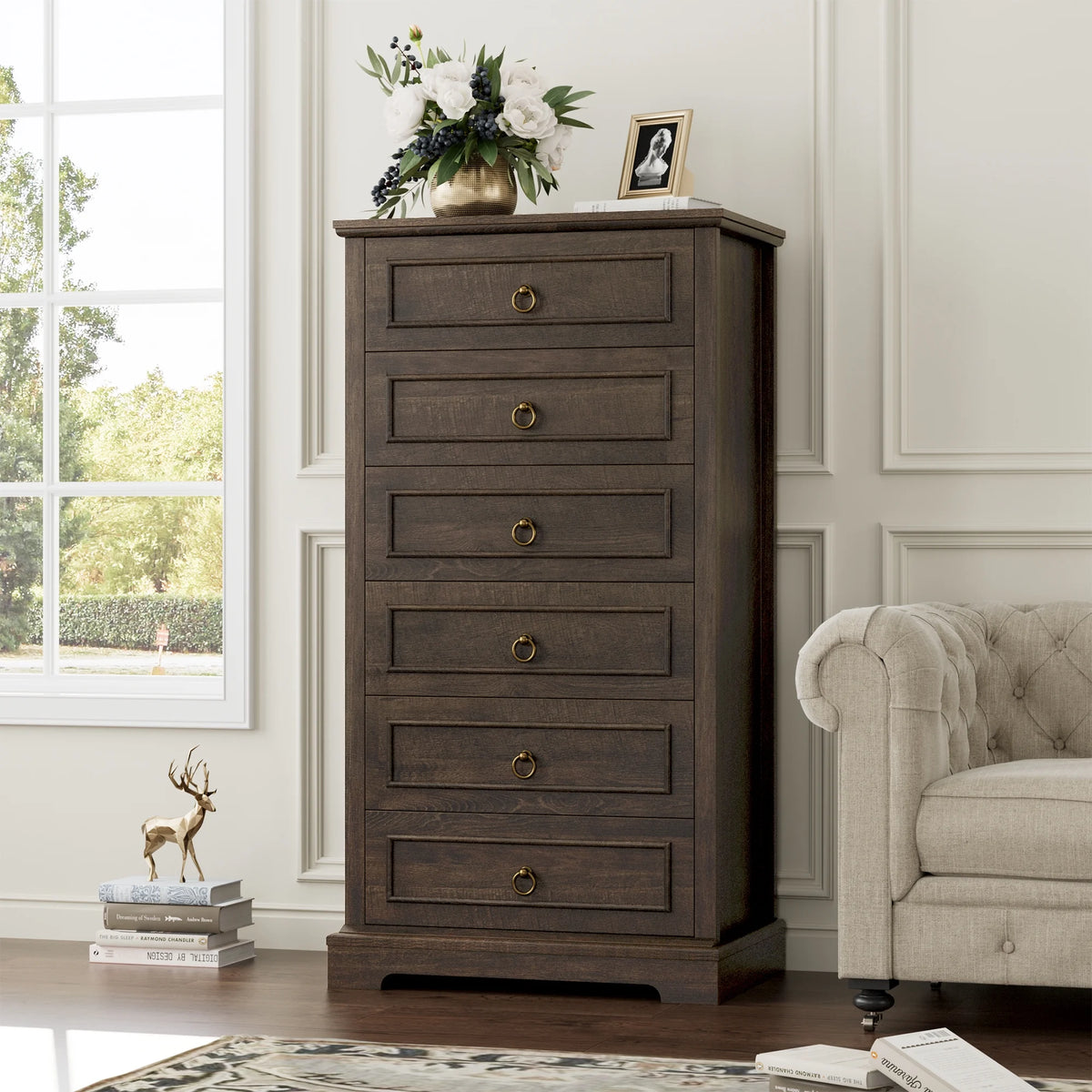 White 6 Drawer Wood Dresser V354