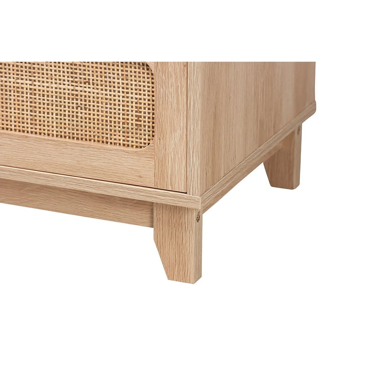 Oak Brown Wood and Natural Rattan 5-Drawer Storage Cabinet B171