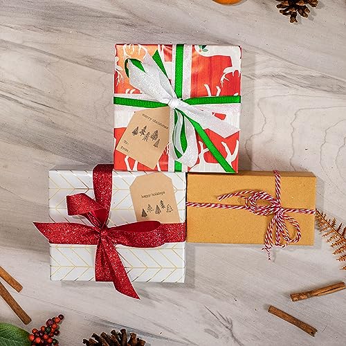 Christmas Tree Gift Tag Stickers 2 x 3 Inch Kraft Tags P224889