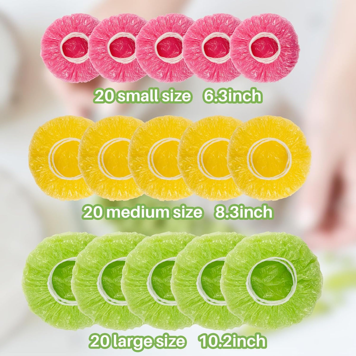 60 Pcs Reusable Elastic Plastic Bowl Covers M307