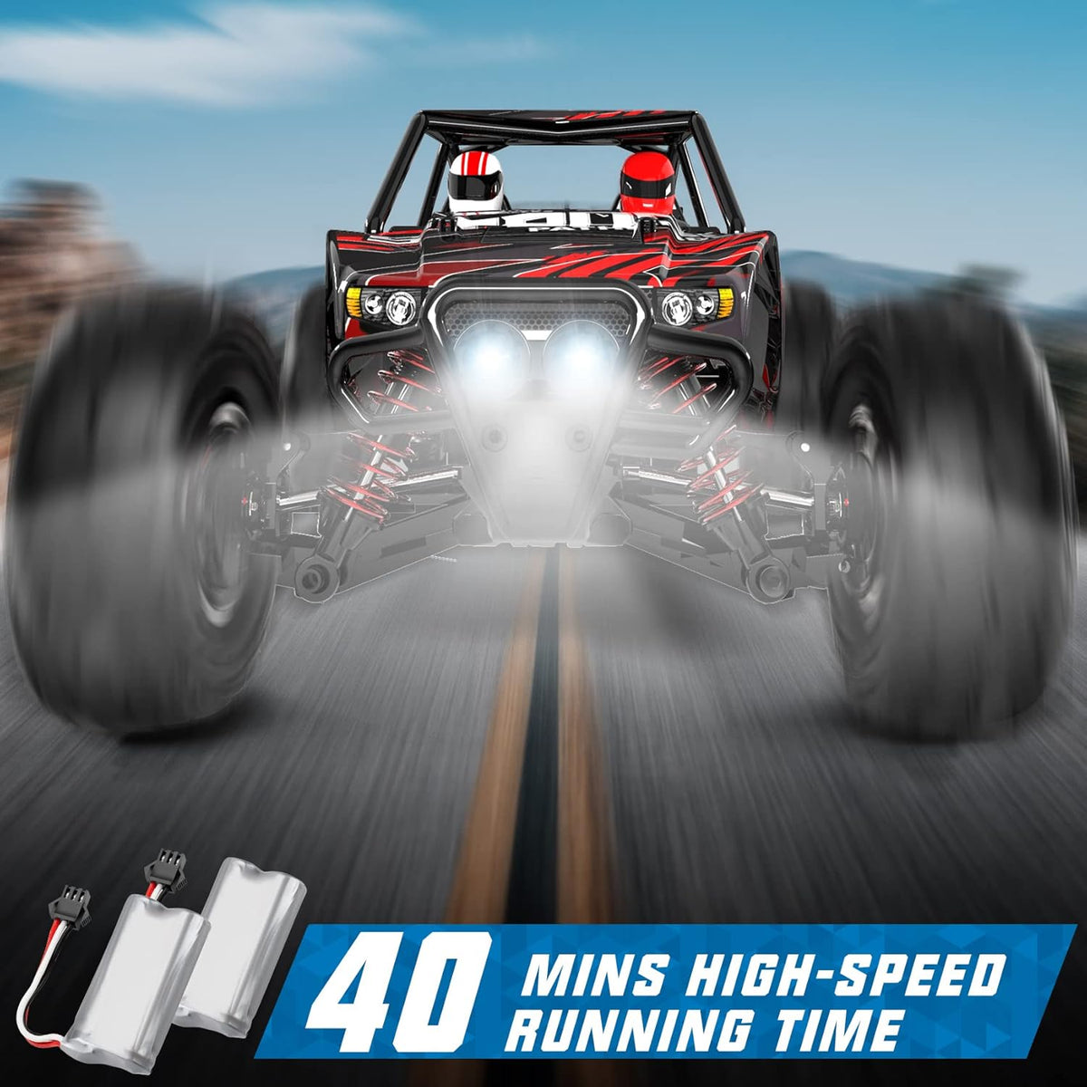 1:14 Scale 4WD High Speed RC Monster Truck with Headlight and Two Rechargeable Batteries Q540792