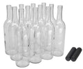 750ml Glass Bordeaux Wine Bottle Flat-Bottomed Cork Finish Clear Case of 12 N455