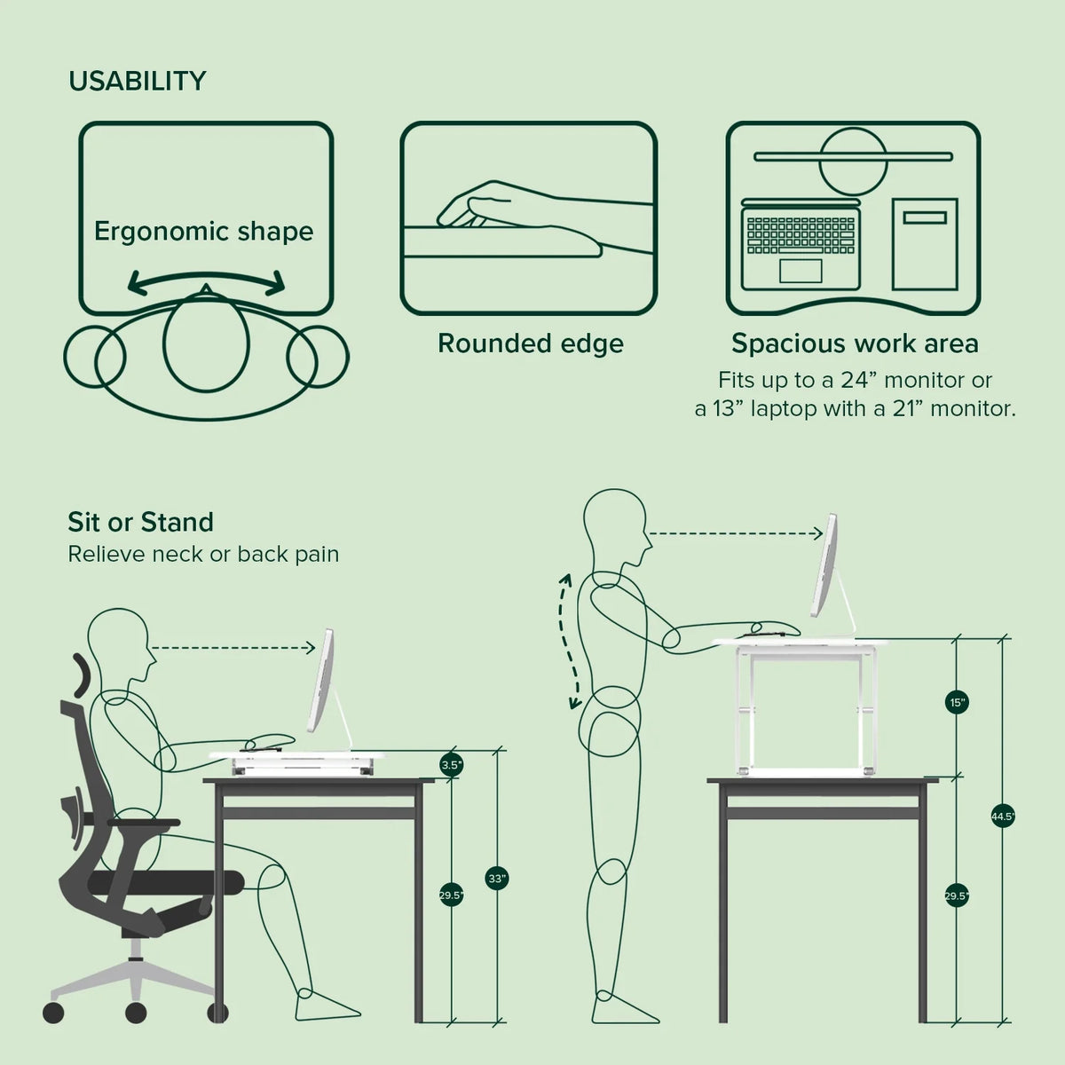 28" White Adjustable Height Standing Desk I918541