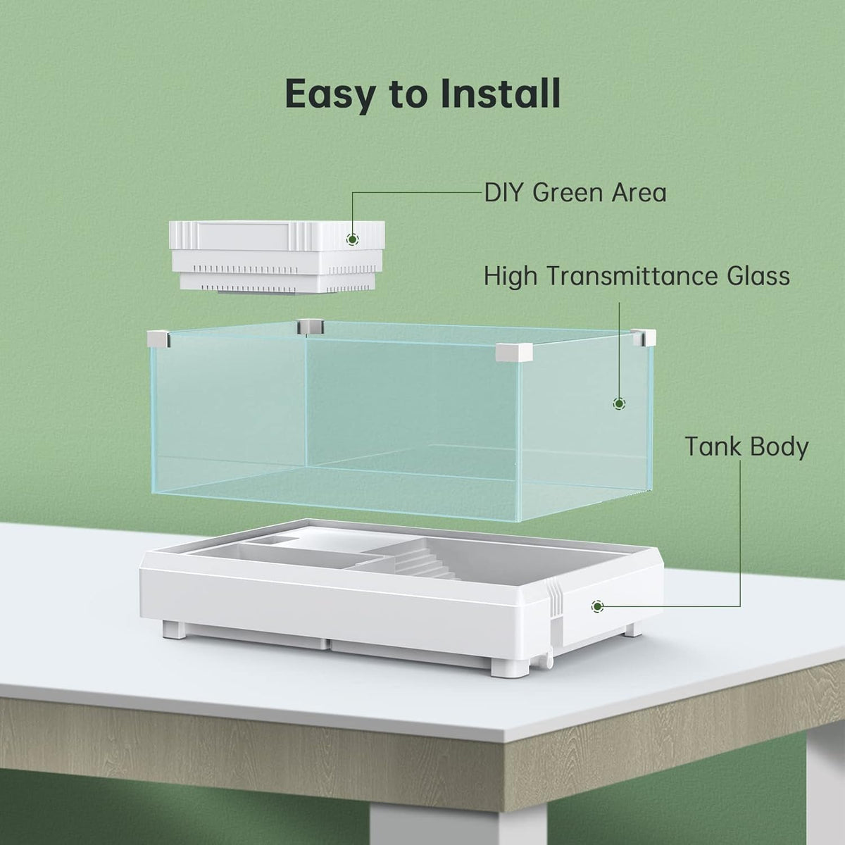 Glass Turtle Tank Aquarium with Basking Platform, Bottom Drain Design C7089