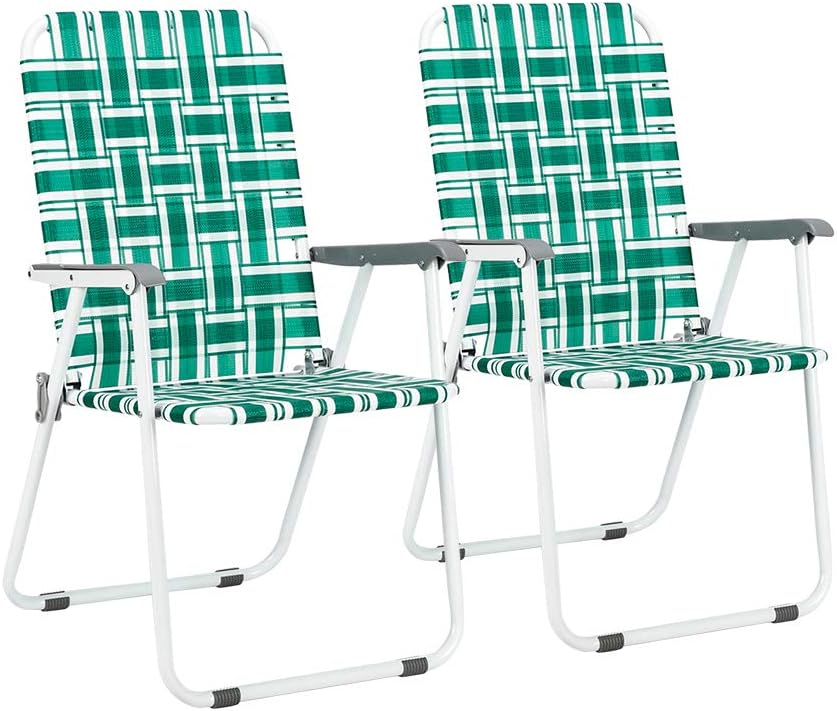 Green 2 Pack Webbed Folding Lawn Chair X666