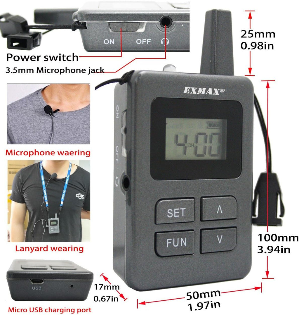 Wireless Tour Guide Monitor System (2 Transmitters 36 Receivers & Charge Case) V39639