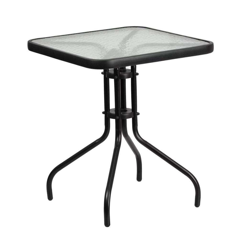 23.5" Square Tempered Glass Metal Table U6184