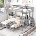 Gray Twin over Full Bunk Bed with Desk and Drawers Q735824