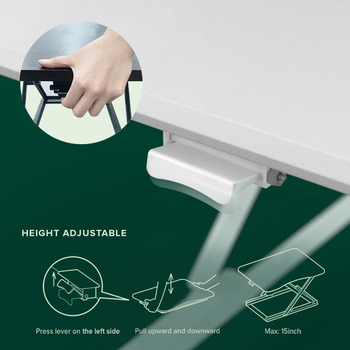 28" White Adjustable Height Standing Desk I918541