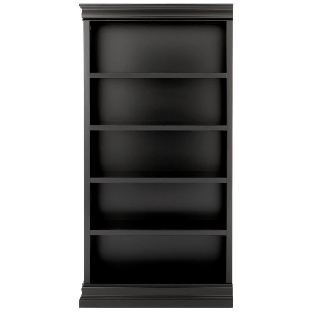 Black Wood 5-Shelf Bookcase with Adjustable Shelves U370144