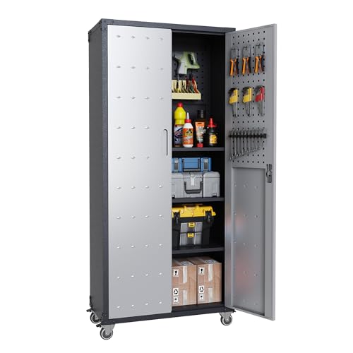 Metal Garage Storage Cabinet with Wheels Y1673