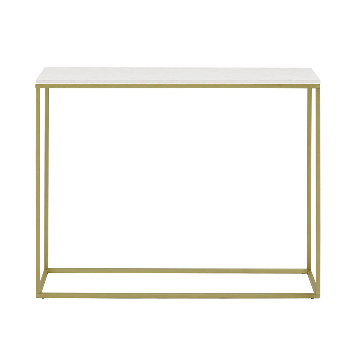 42-Inch Metal Entry Table White Faux Marble Gold Q7847
