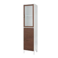 Walnut and White Wooden Linen Tower Cabinet J461062
