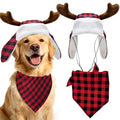 Christmas Reindeer Antlers Headband and Red Scarf for Pets S2590