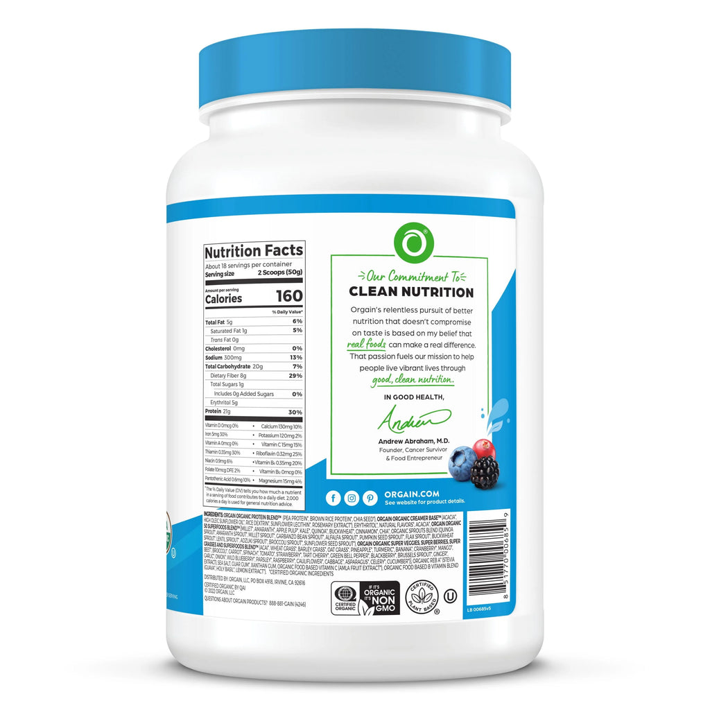 Organic Plant Based Protein Superfoods Powder Vanilla Bean 2.02 lb D931