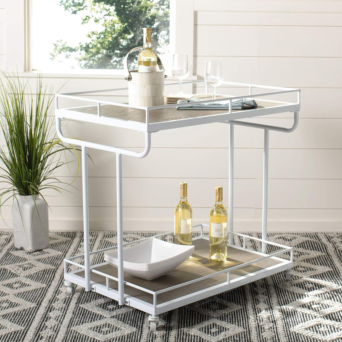 Rustic Oak/White Bar Cart M7255