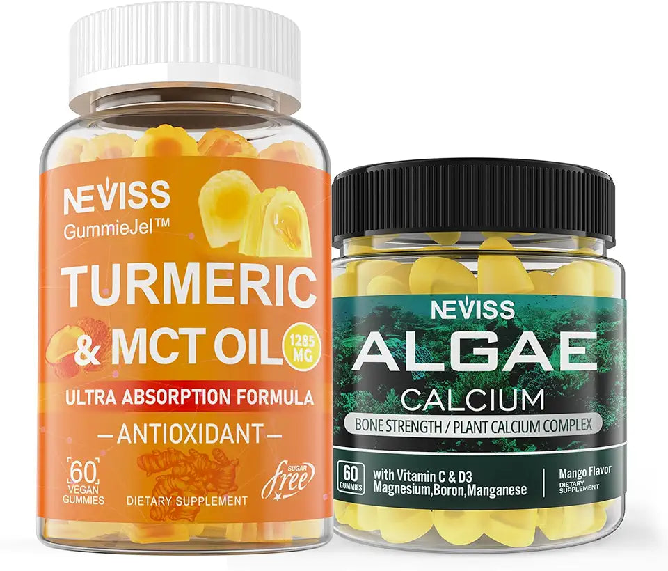 Sugar Free Turmeric Curcumin Gummies + Marine Algae Calcium Supplement 600mg R115