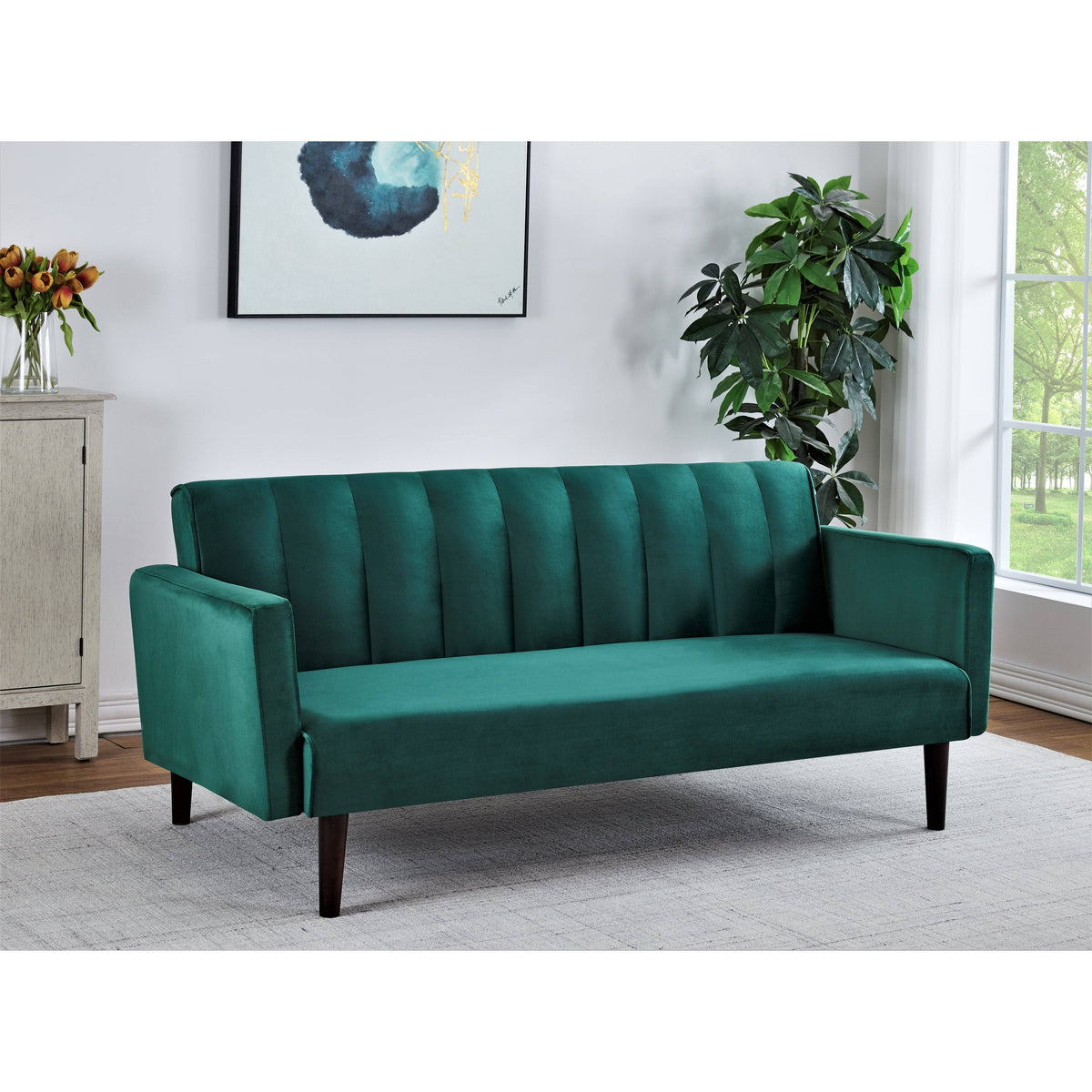 Striped Velvet Sofa Bed Sleeper O697