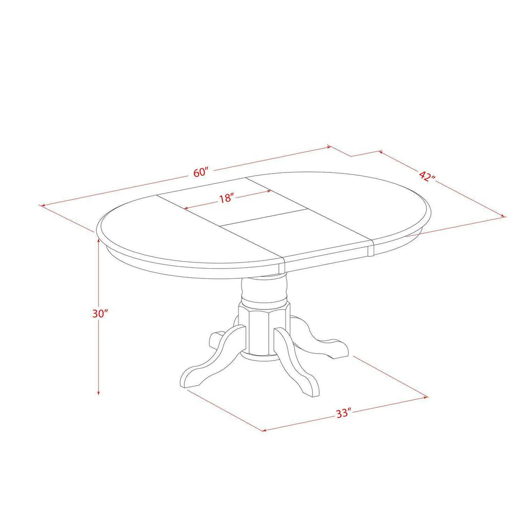 5 Piece Oval Dining Table and 4 Upholstered Chairs A38061