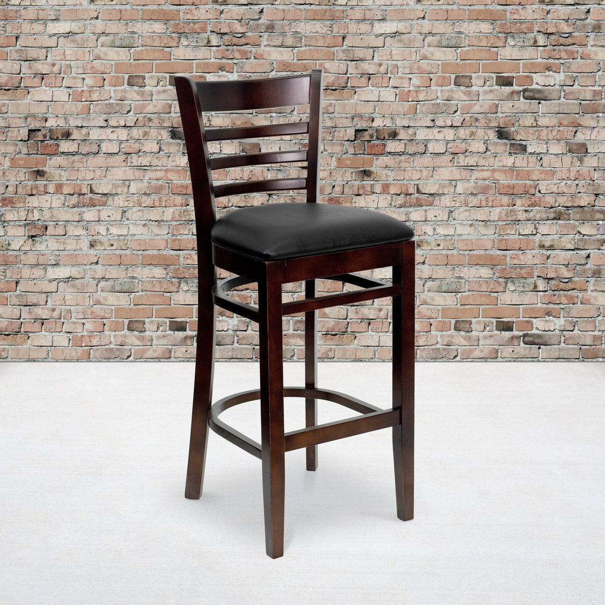 Walnut Wood Vertical Slat Back Wooden Barstool Q9889