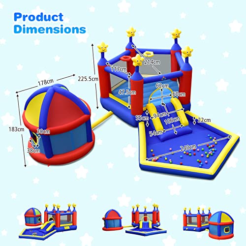 Inflatable Bounce House with Basketball Hoops and Ball Pit Pool R24032