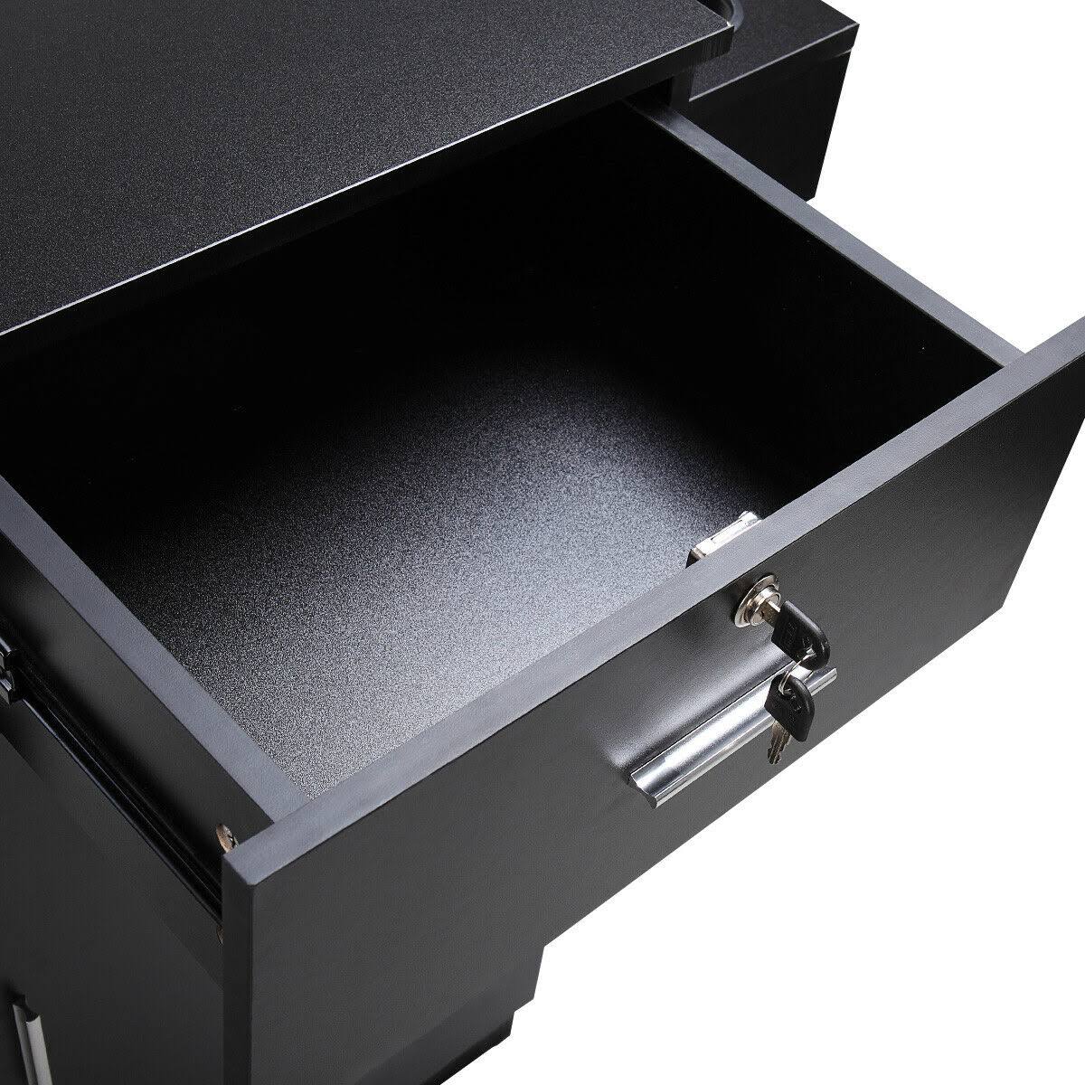 Black Locking Salon Storage Cabinet with Hair Dryer Holder Drawer R2158