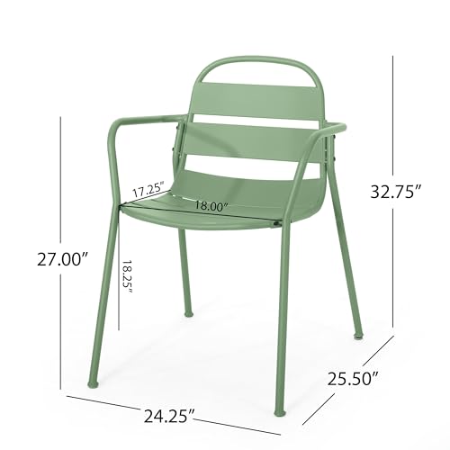 3-Piece Outdoor Bistro Set Iron Patio Furniture with 2 Chairs & Round Table Dark Green X291055