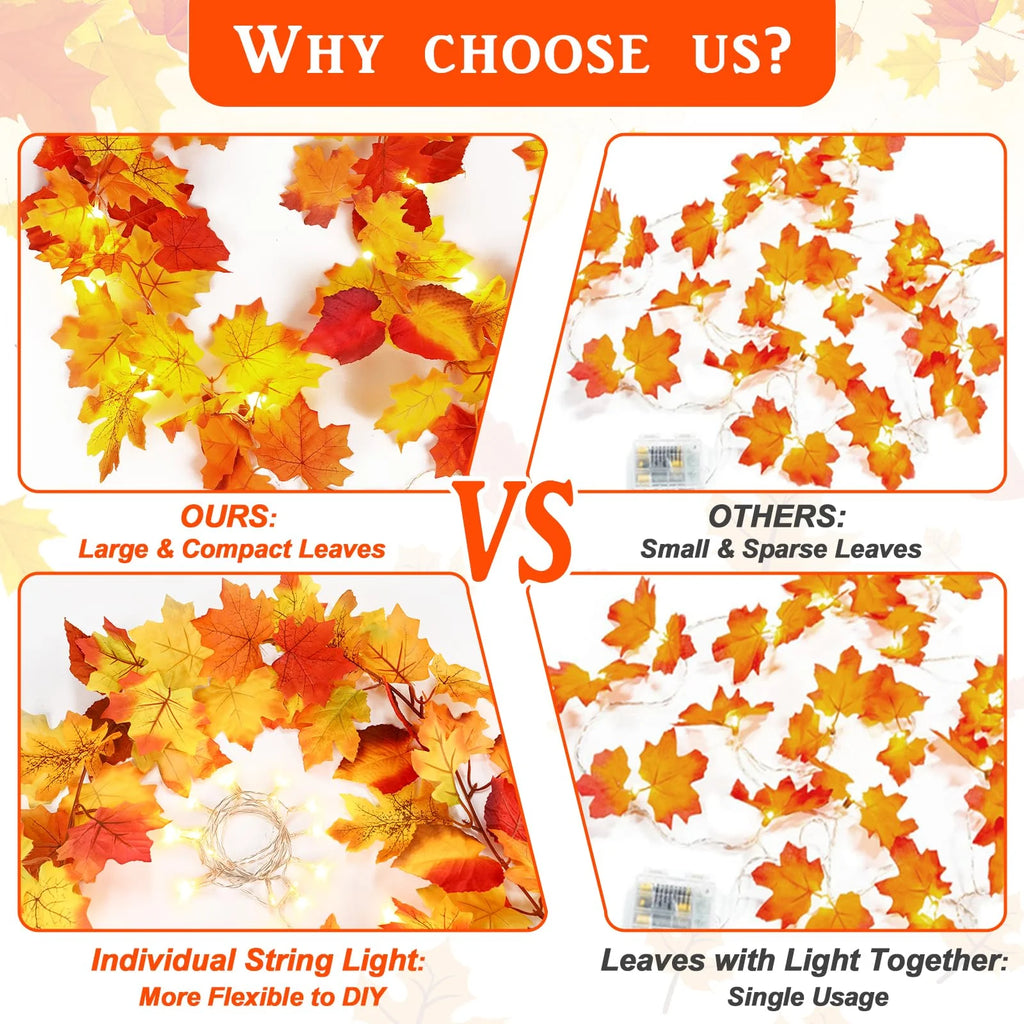 Maple Leaves Garland with Lights F2164
