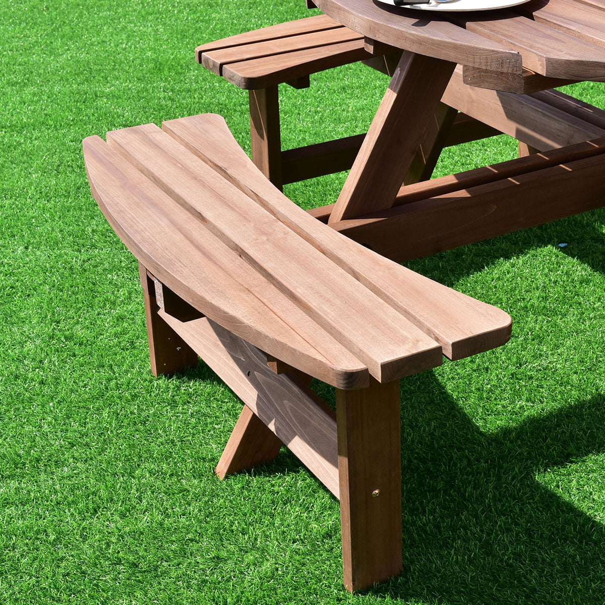 Wood 8 Seat Picnic Table and Bench Set G78603