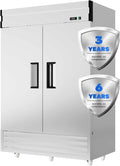 54" 2-Door 49 Cu.Ft Stainless Steel Reach-in Refrigerator with Lock J491