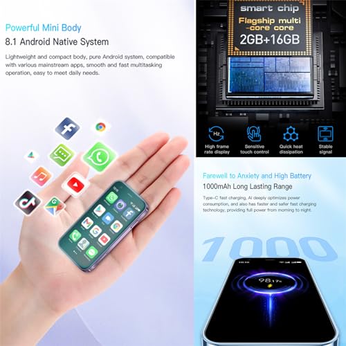 3.0 Inch Mini Smartphone 2GB 16GB Quad Core Android Dual Sim Light Blue T873