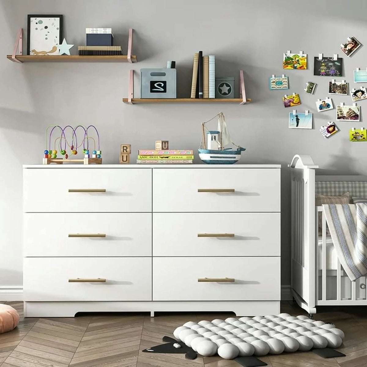 Black 6 Drawer Wood Dresser M543