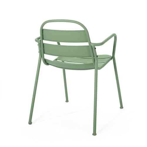 3-Piece Outdoor Bistro Set Iron Patio Furniture with 2 Chairs & Round Table Dark Green X291055