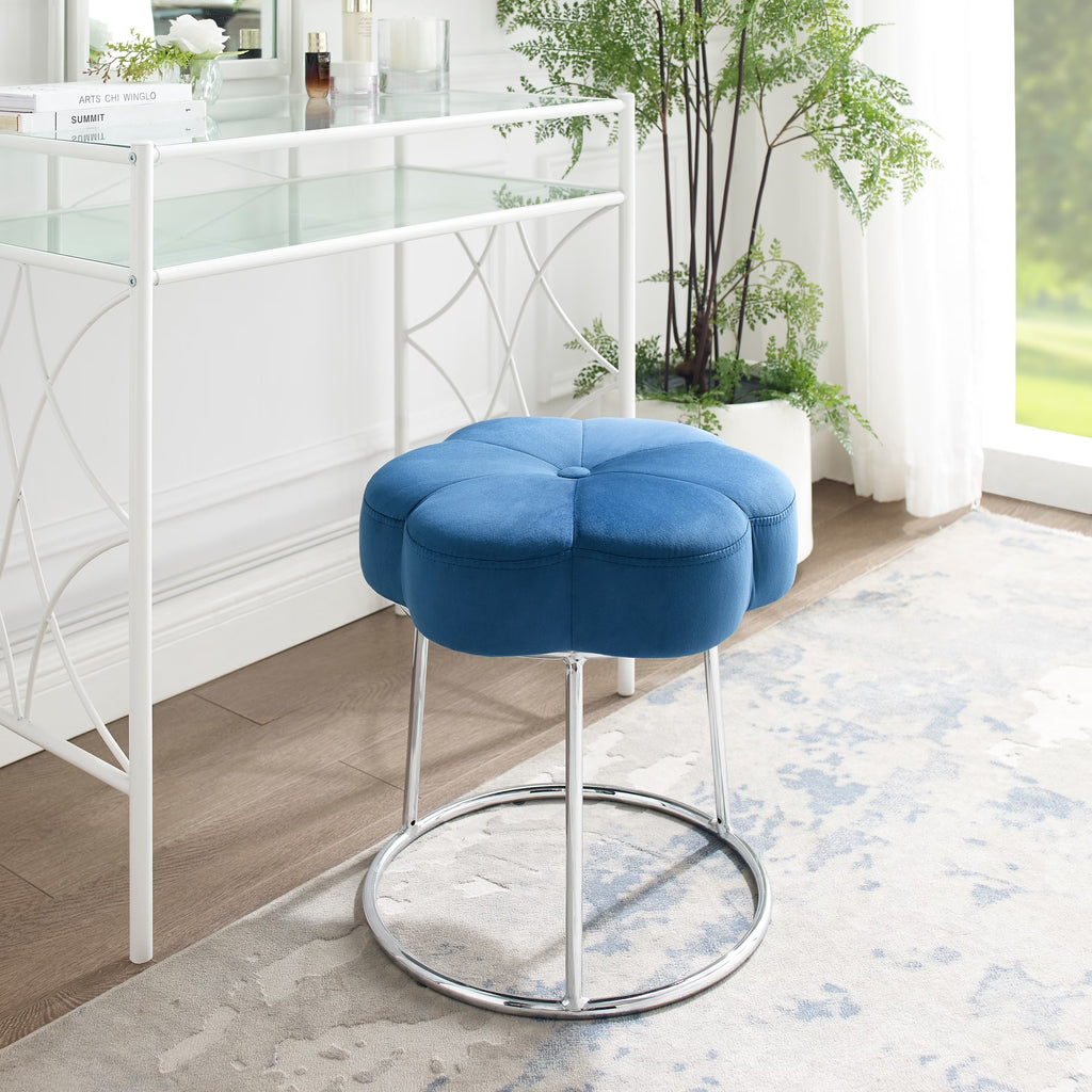 Navy Velvet Vanity Stool or Ottoman C75201