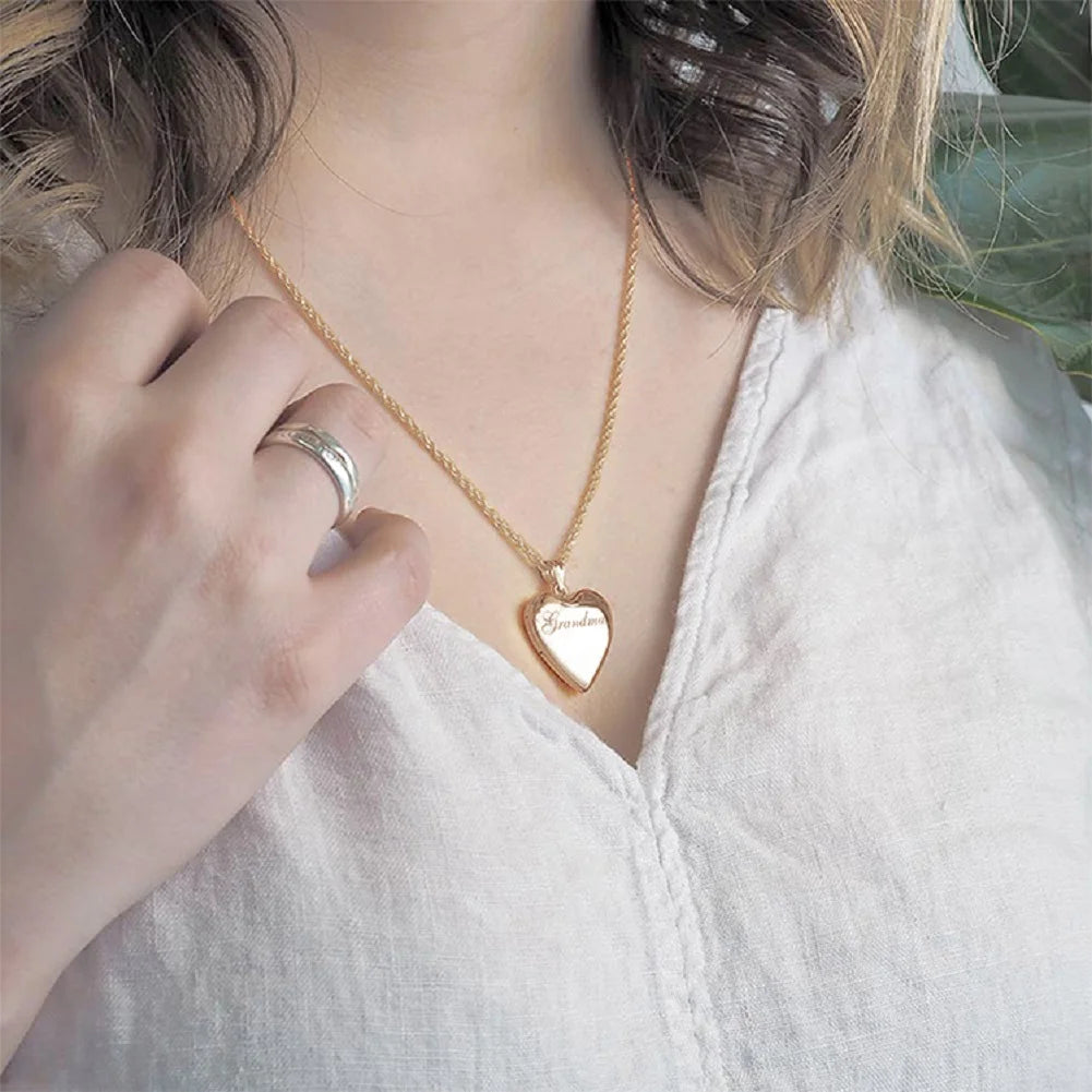 Solid 14K Yellow Gold Sweetheart Locket Necklace Pendants S210