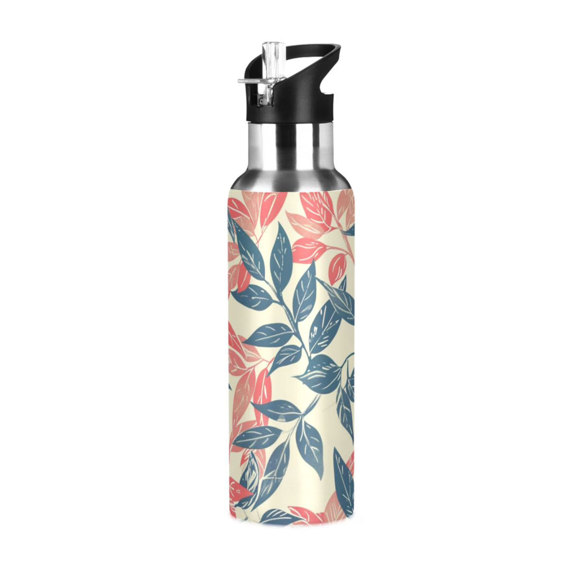 Retro Leaf Insulated Stainless Steel Water Bottle with Straw Lid 20 oz P69886