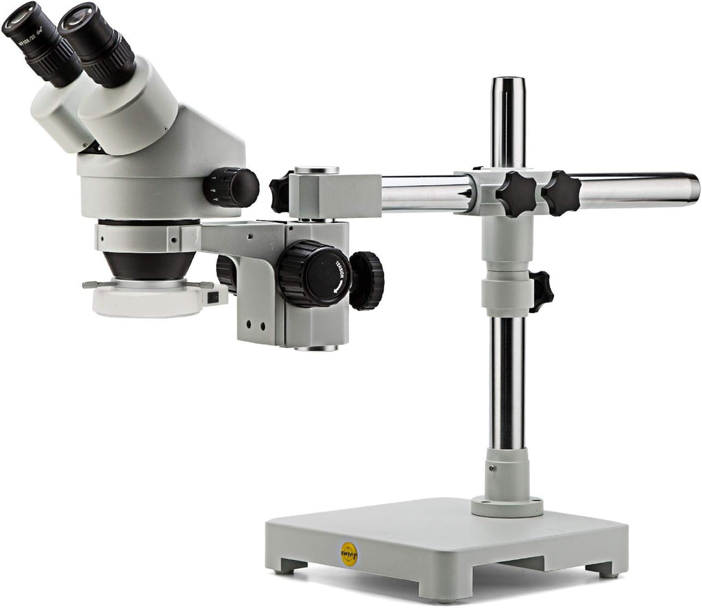 Professional Binocular Stereo Zoom Microscope, WF10X Eyepieces, 3.5X-90X Magnification, LED Ring Light, Boom Stand F1330