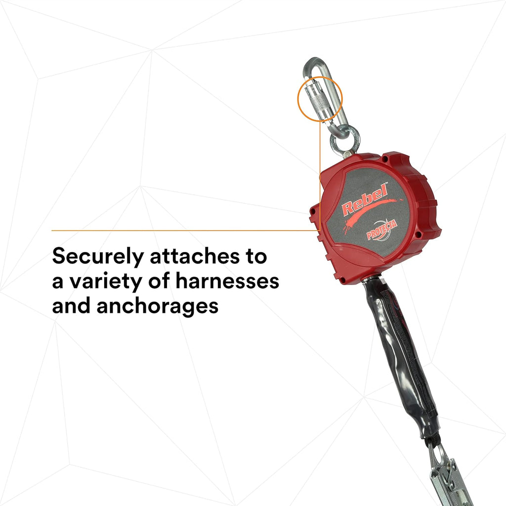 20' Single Leg Self-Retracting Polyester Web Lifeline with Steel Snap Hook L3005
