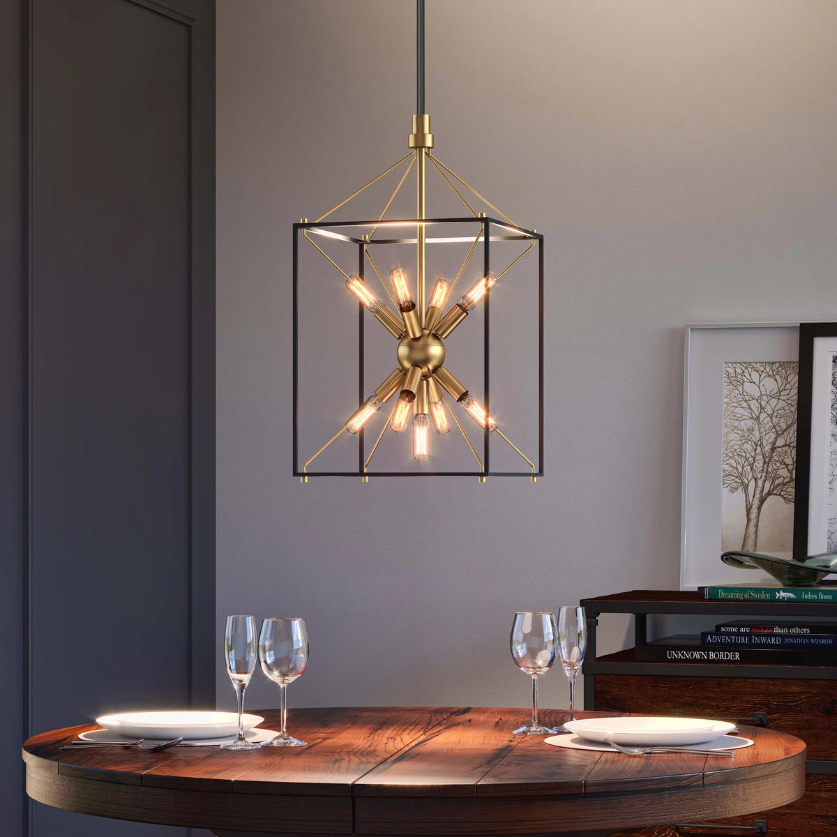 9-light Pendant Black & Gold Z275752