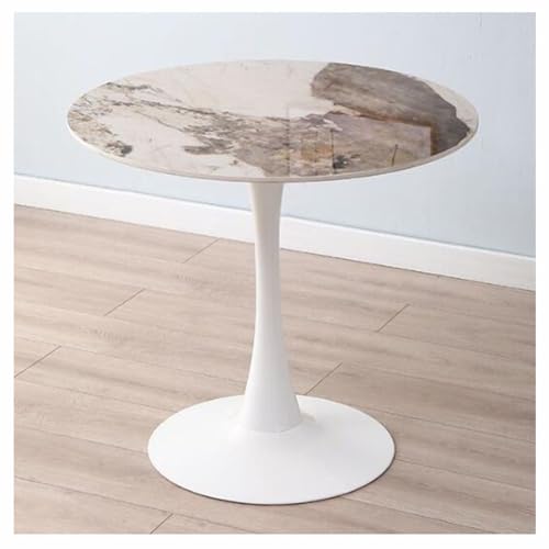 60/70/80cm Round Marble Dining Table with Metal Base H97548