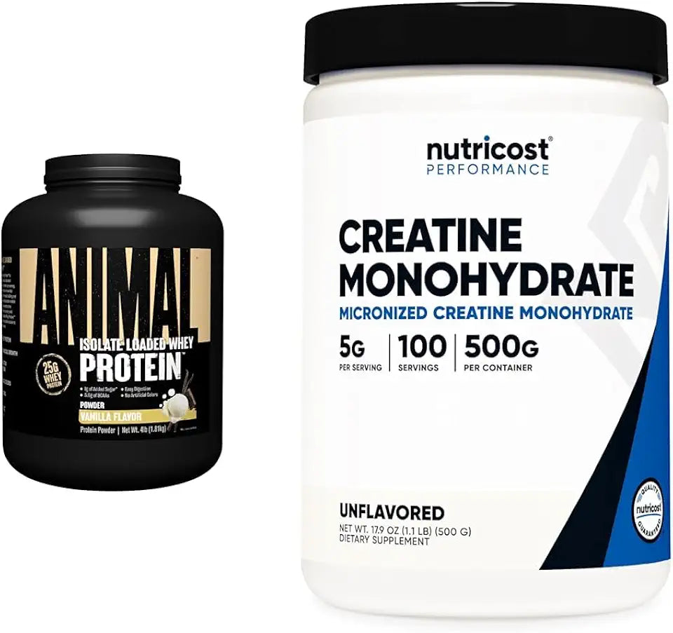 Vanilla Whey Isolate Protein Powder 4 lbs & Micronized Creatine Monohydrate Powder 500G J62820