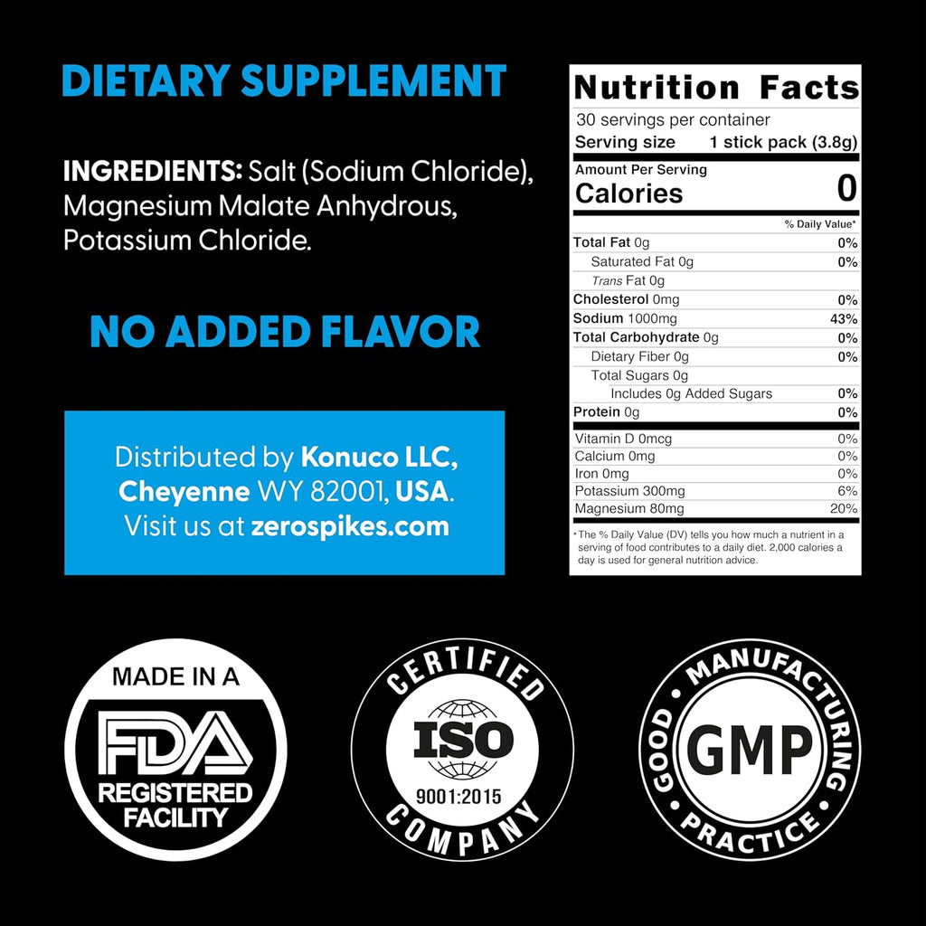 30 Sticks Unflavored Electrolytes Powder Packets H906