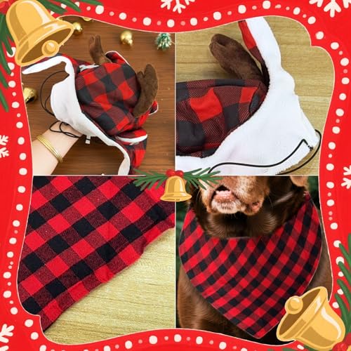 Christmas Reindeer Antlers Headband and Red Scarf for Pets S2590