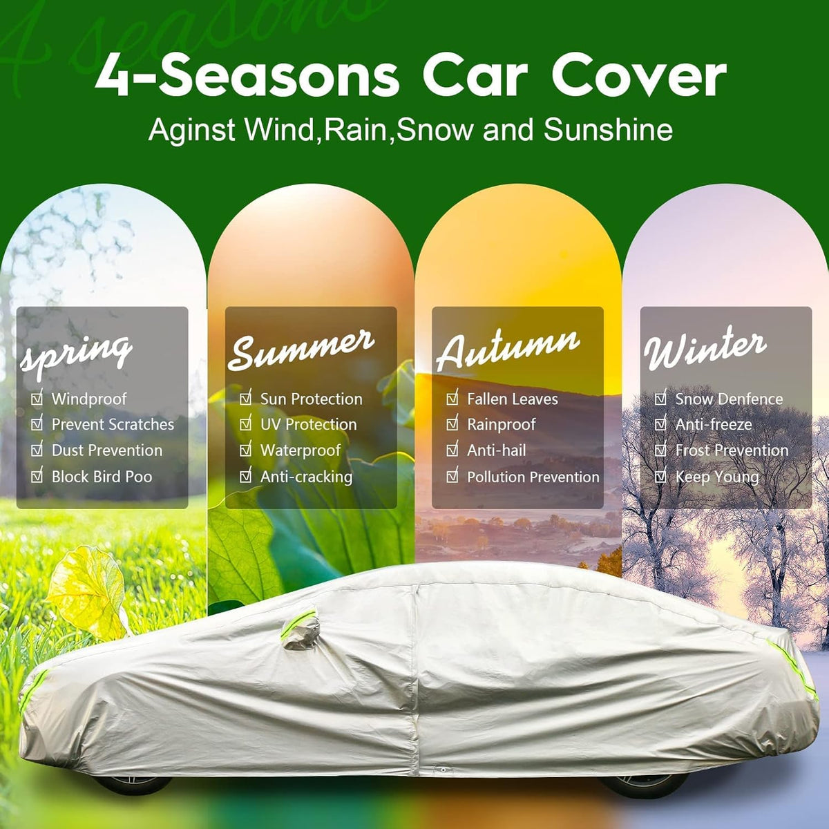 6 Layers Waterproof All Weather Car Cover with Zipper X56764