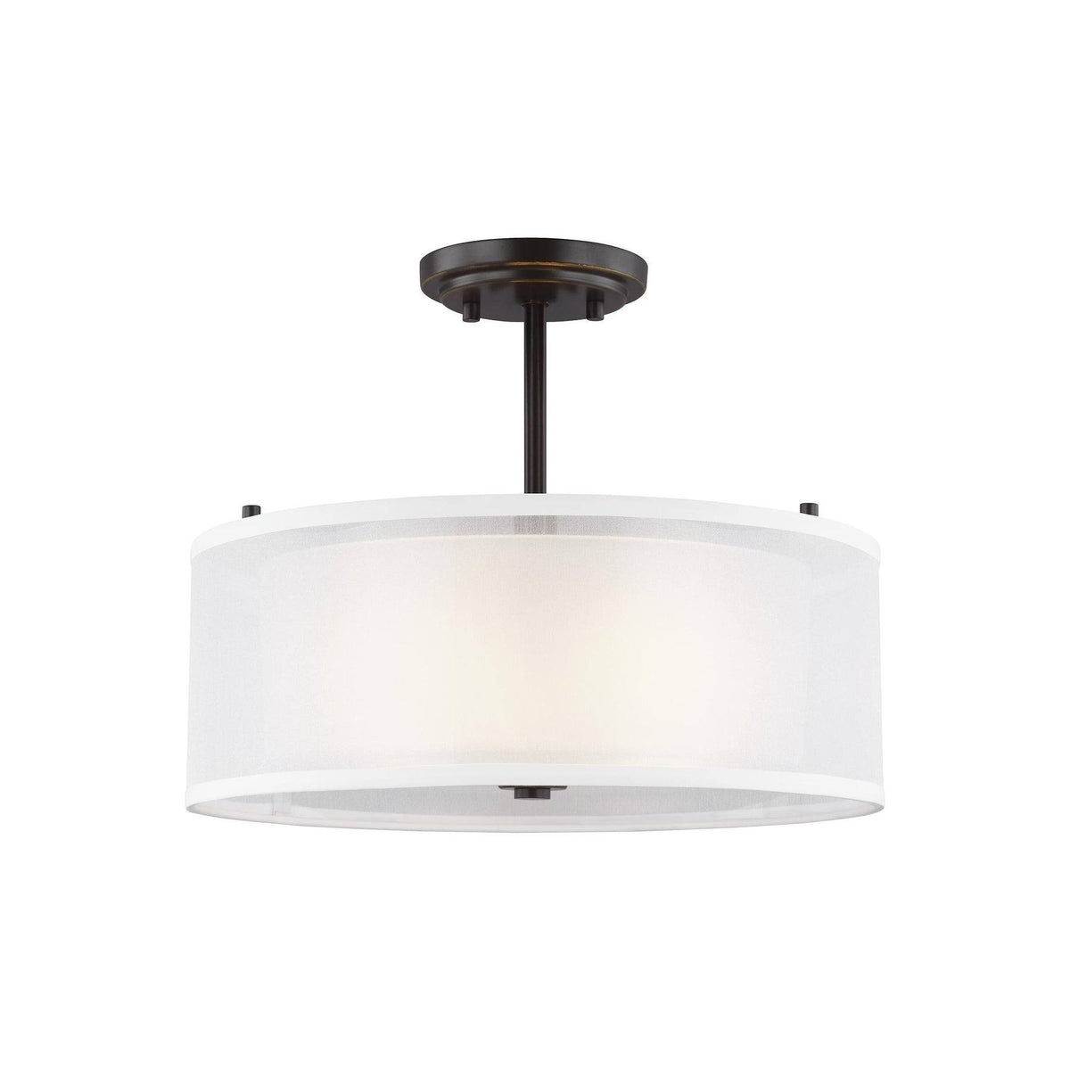 Brushed Nickel 2-Light LED Semi-Flush Mount N125