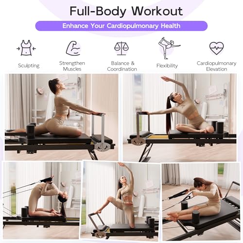 Black Foldable Pilates Reformer L6589