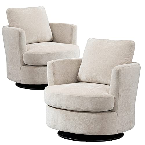Beige Swivel Barrel Chair Set of 2 M867