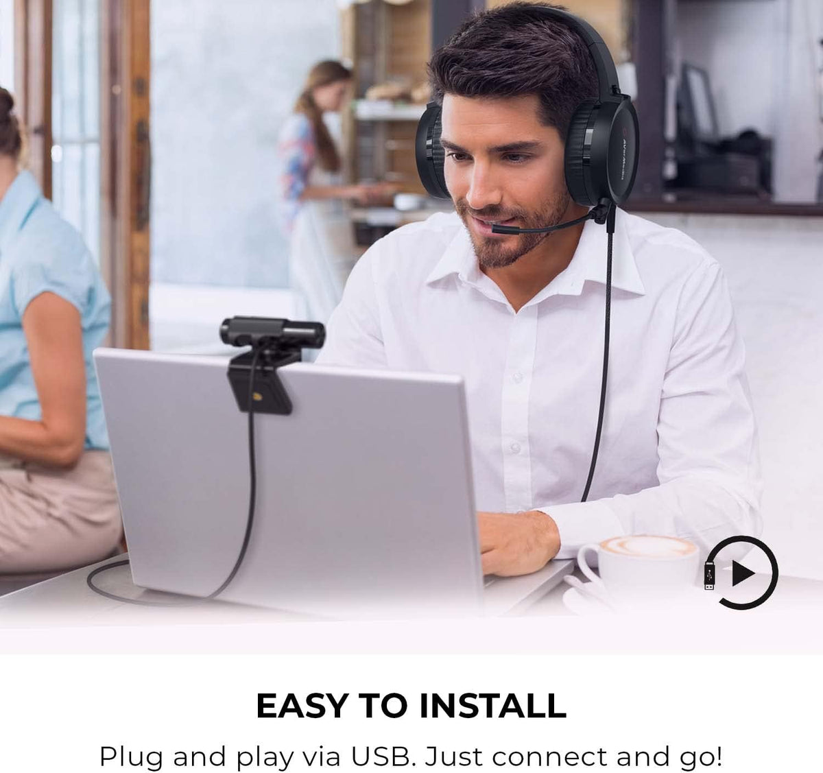 1080p Webcam USB 2.0 Headset with Microphone I4748