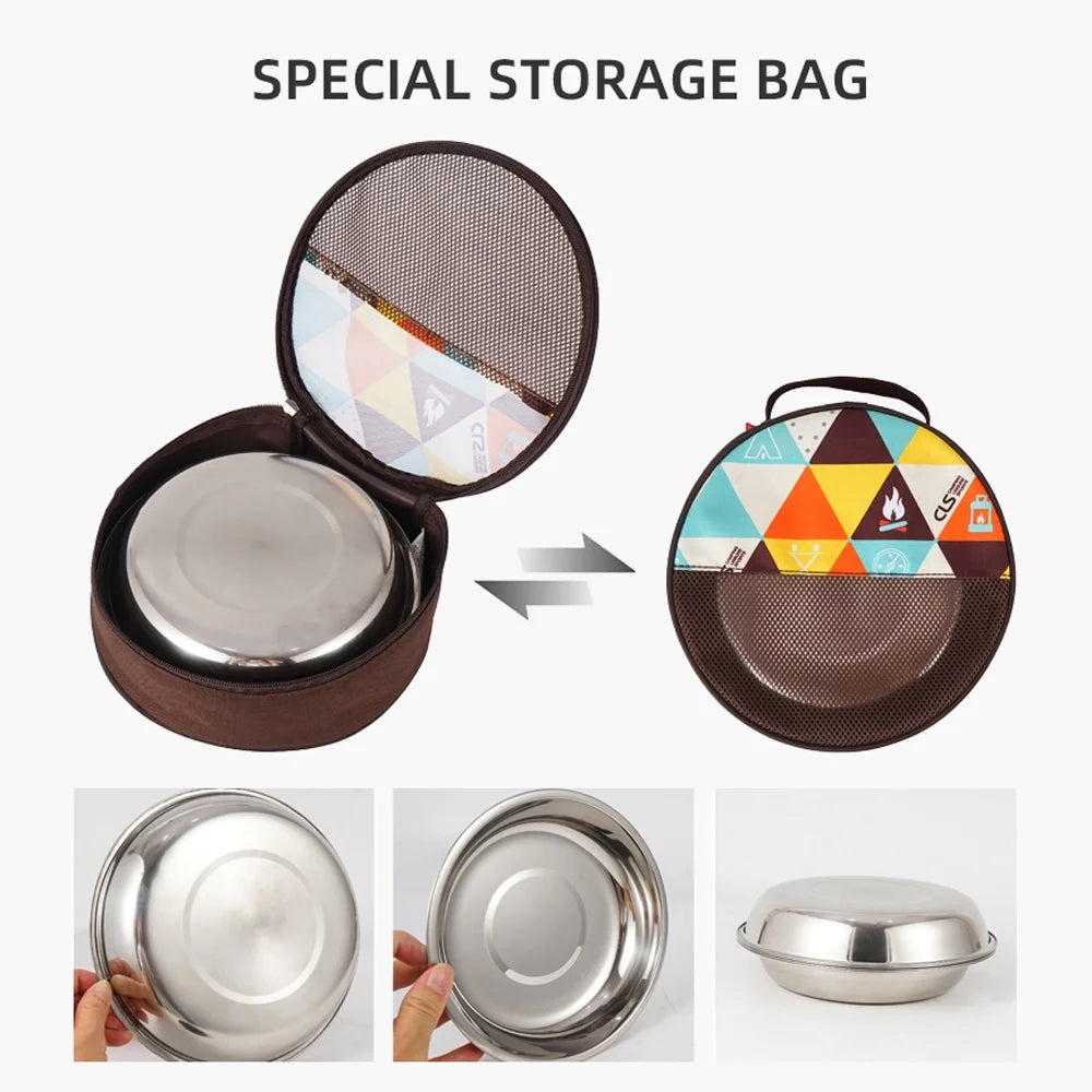 22PCS Portable Stainless Steel Camping Tableware Set with Storage Bag S576