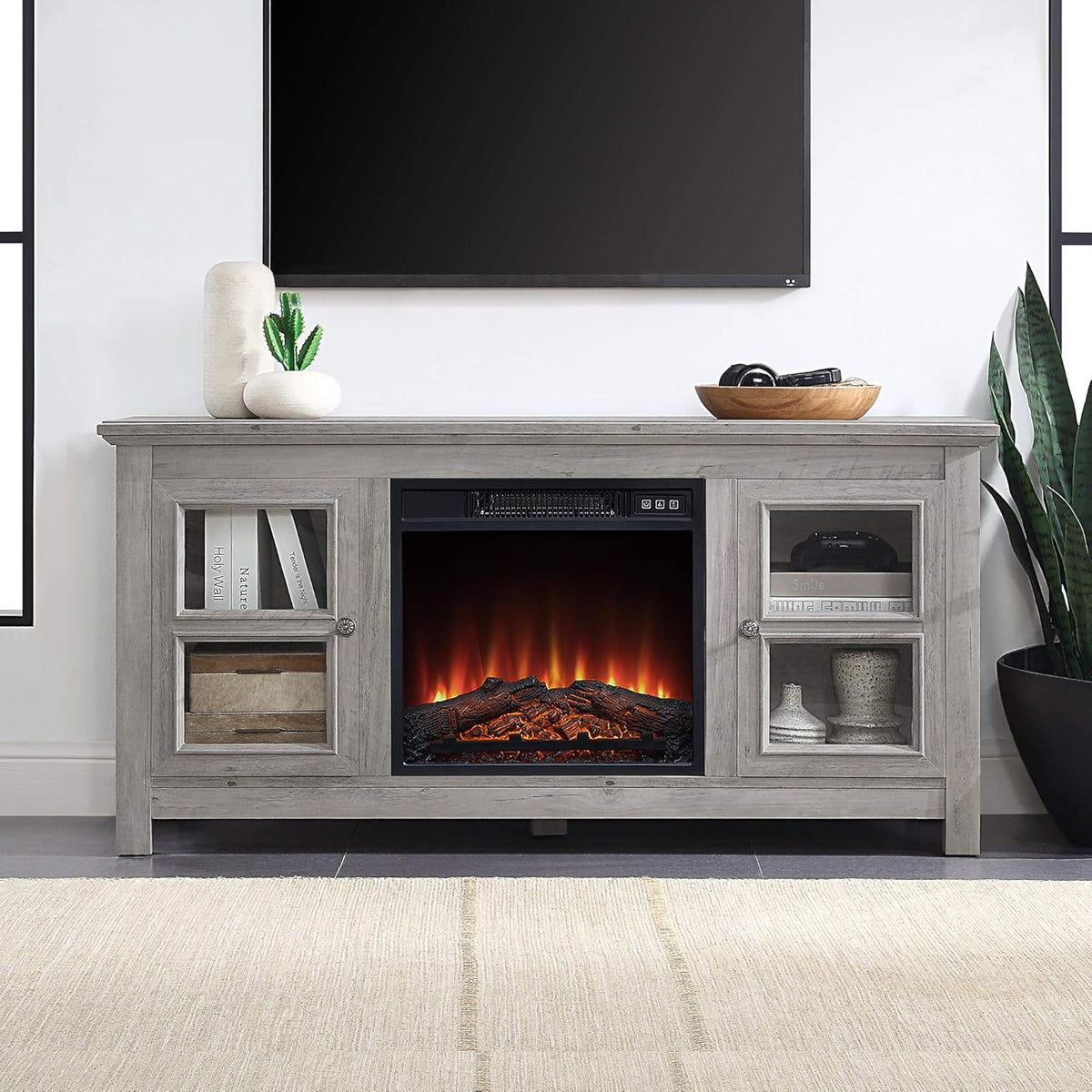 Electric Fireplace TV Stand for TVs up to 55 Inch Y80086